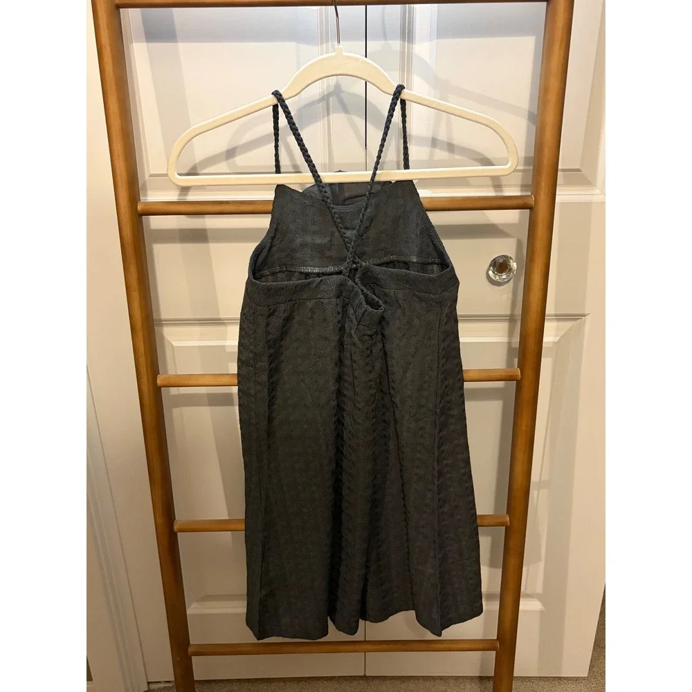Hello Franki Girls Charcoal Gray Textured Rosette Halter‎ Dress Size 12 NWT